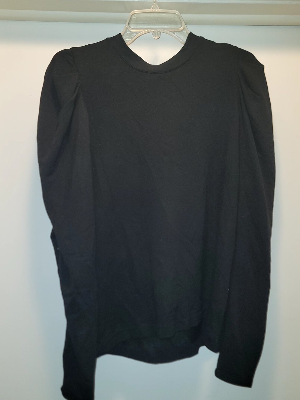 Calvin Klein Black Long-Sleeve Crewneck with Subtle Puff Shoulders